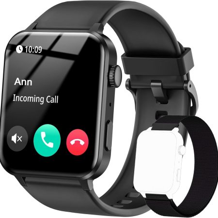 Smart Watch for Men Women - 1.85''HD Screen with Make and Answer Calls, with AI Voice Assistant, SpO2/Heart Rate/Sleep Monitor, 100+ Sports Modes, Smartwatch for Android and iOS (2 Straps)